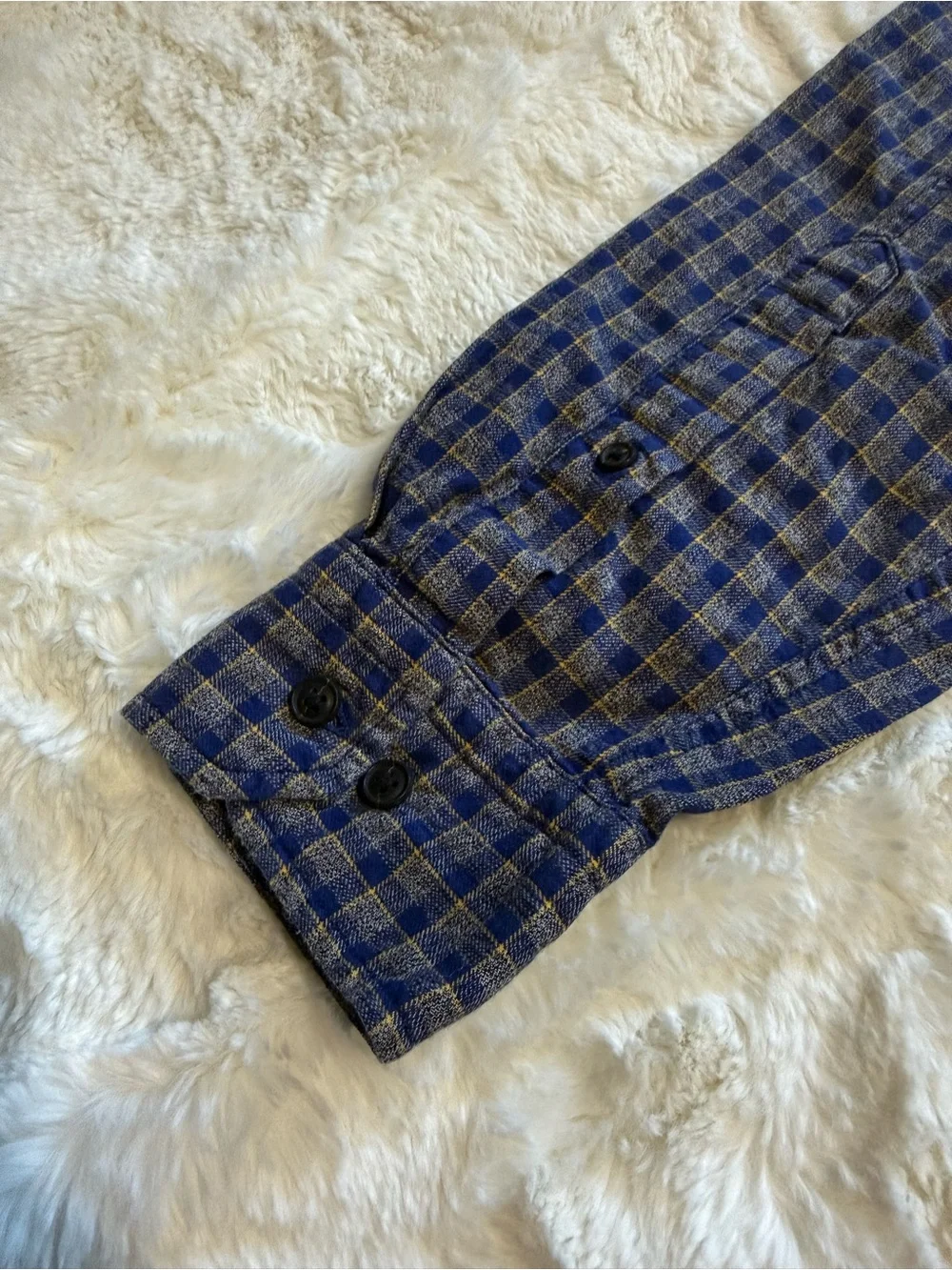 Banana Republic Luxe Flannel Shirt Men's Medium M Camden Fit Blue Plaid